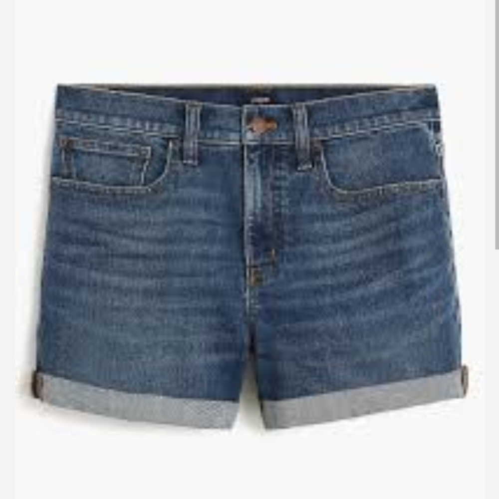 J. Crew Classic Denim Short in Dark Pacific Blue Wash Raw Cut Off Hem Women 28